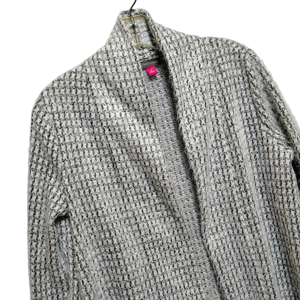 Vince Camuto Textured Fuzzy Knit Open Front Cardigan Sweater Womens Size S